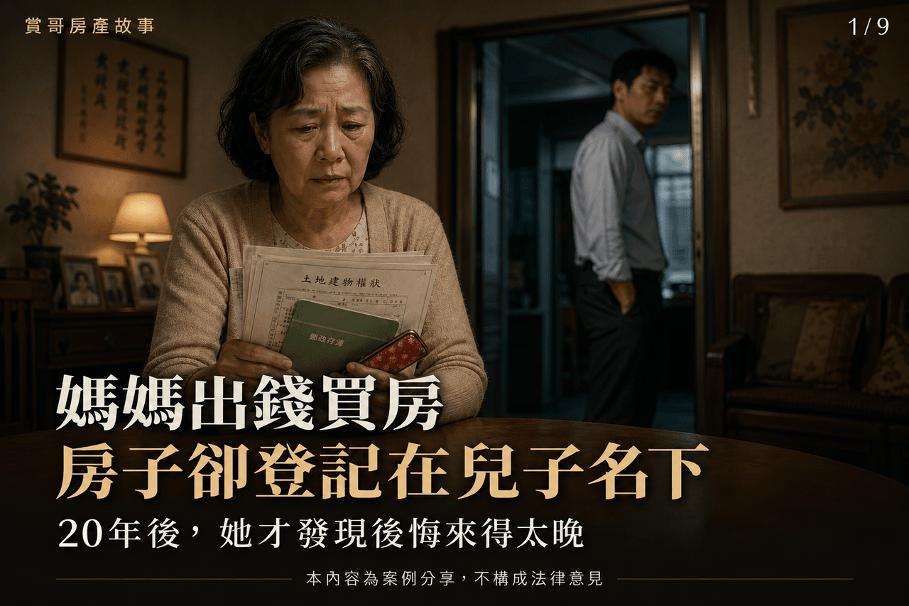 20年後，後悔了，媽媽出錢買房，房子登記在兒子名下……