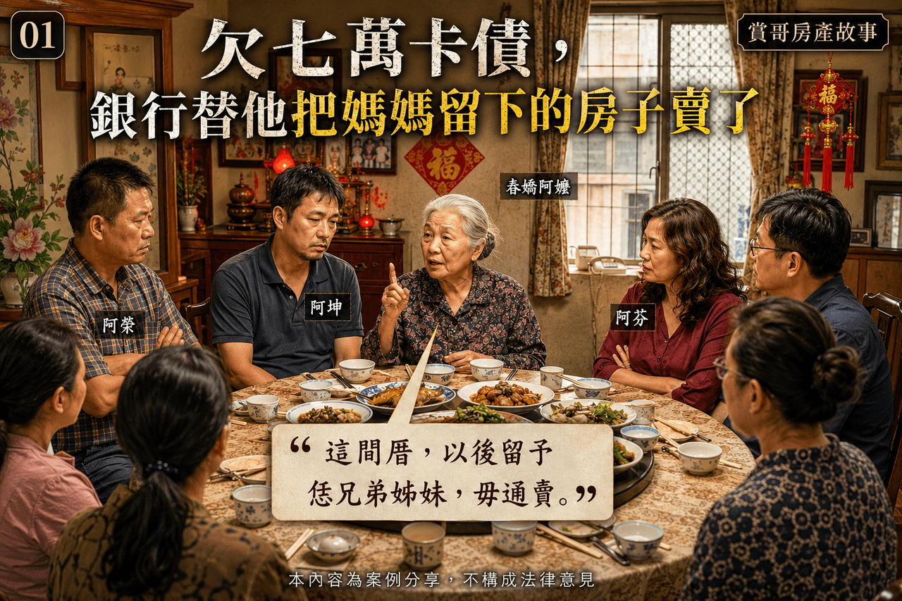 欠 7 萬卡債，銀行替他把媽媽留下的房子賣了