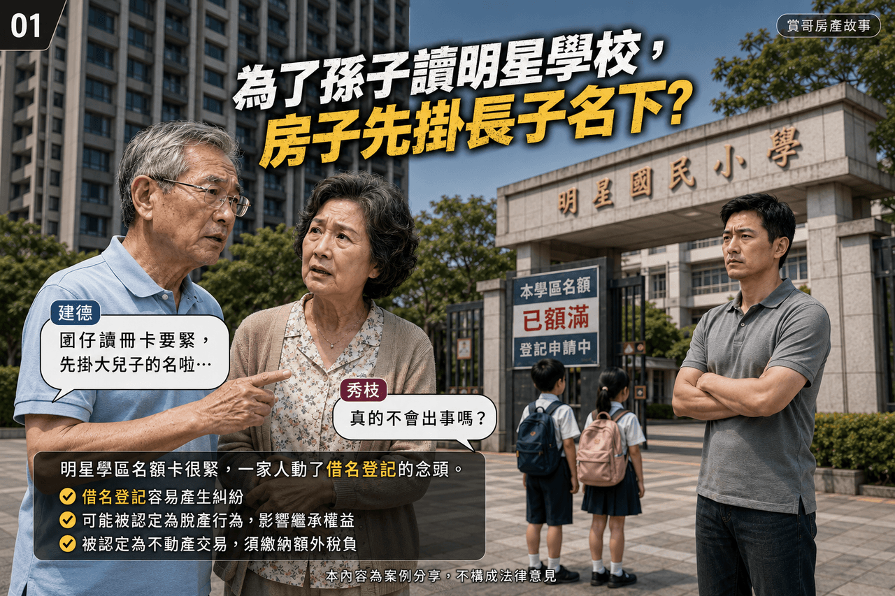 為孫子學區把房掛兒子名下，七年後被告侵占｜借名登記怎麼判、如何自保